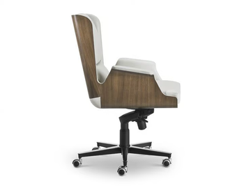 GARBO - Swivel leather and wood executive chair with armrests by i 4 Mariani - view 3